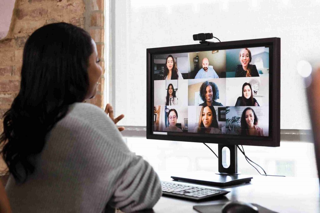 Group of women on a virtual video meeting